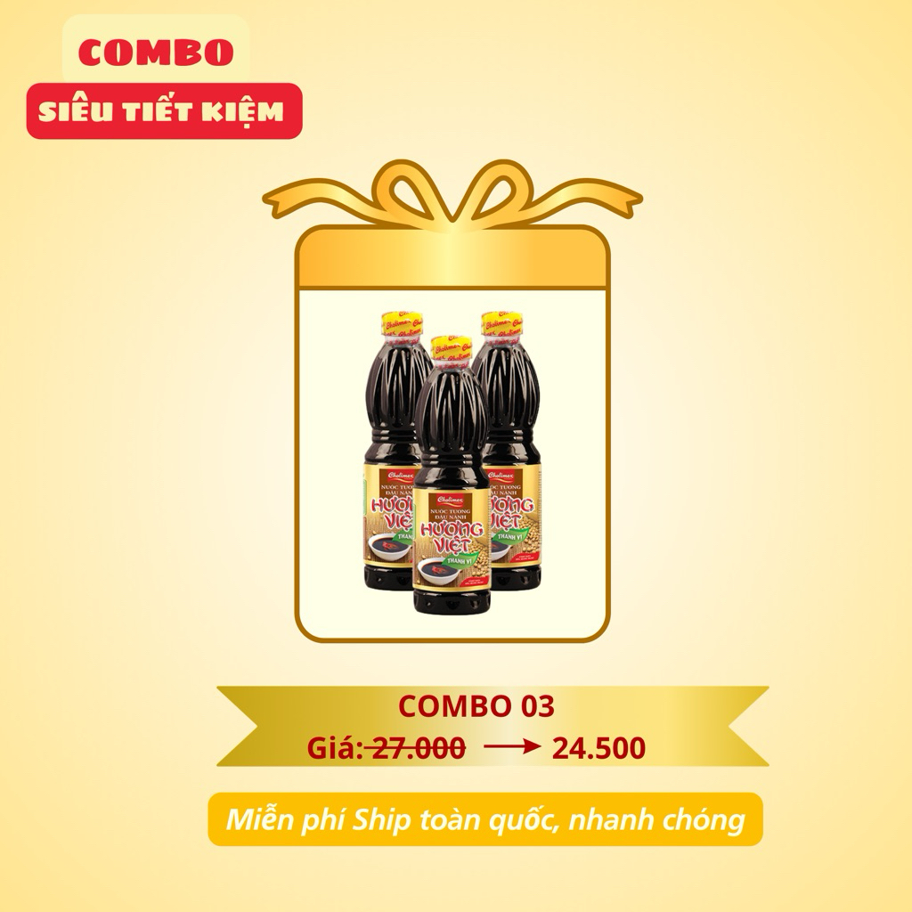 Combo 03 chai nước tương Hương Việt thanh vị 500ml [Giá ưu đãi]