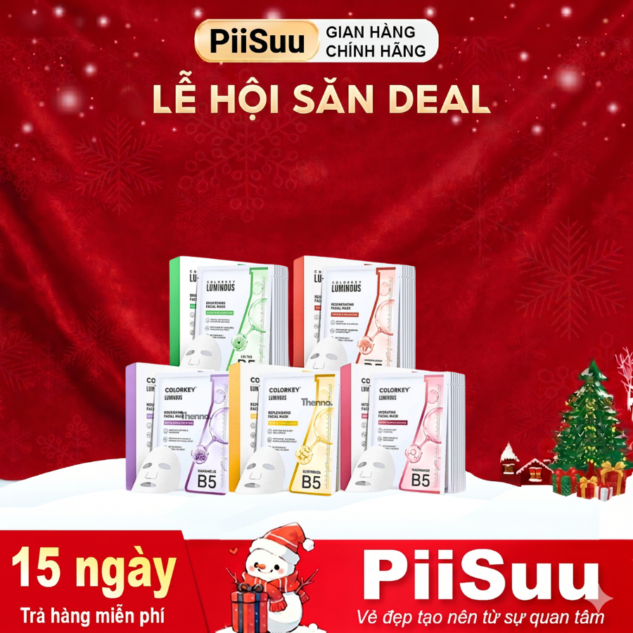 [Combo 5] Mặt nạ giấy Colorkey Luminous Vitamin B5 Facial Mask - Mặt nạ color key cấp ẩm 25ml/miếng