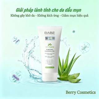 Sữa rửa mặt BABE Stop AKN Purifying Cleansing gel cho da dầu mụn pH 5.0
