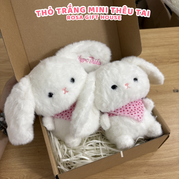 Set Quà Tặng Thỏ Mini Siêu Cute Thêu Tên Theo Yêu Cầu – Kèm Thiệp Và Hộp Quà Sang Trọng