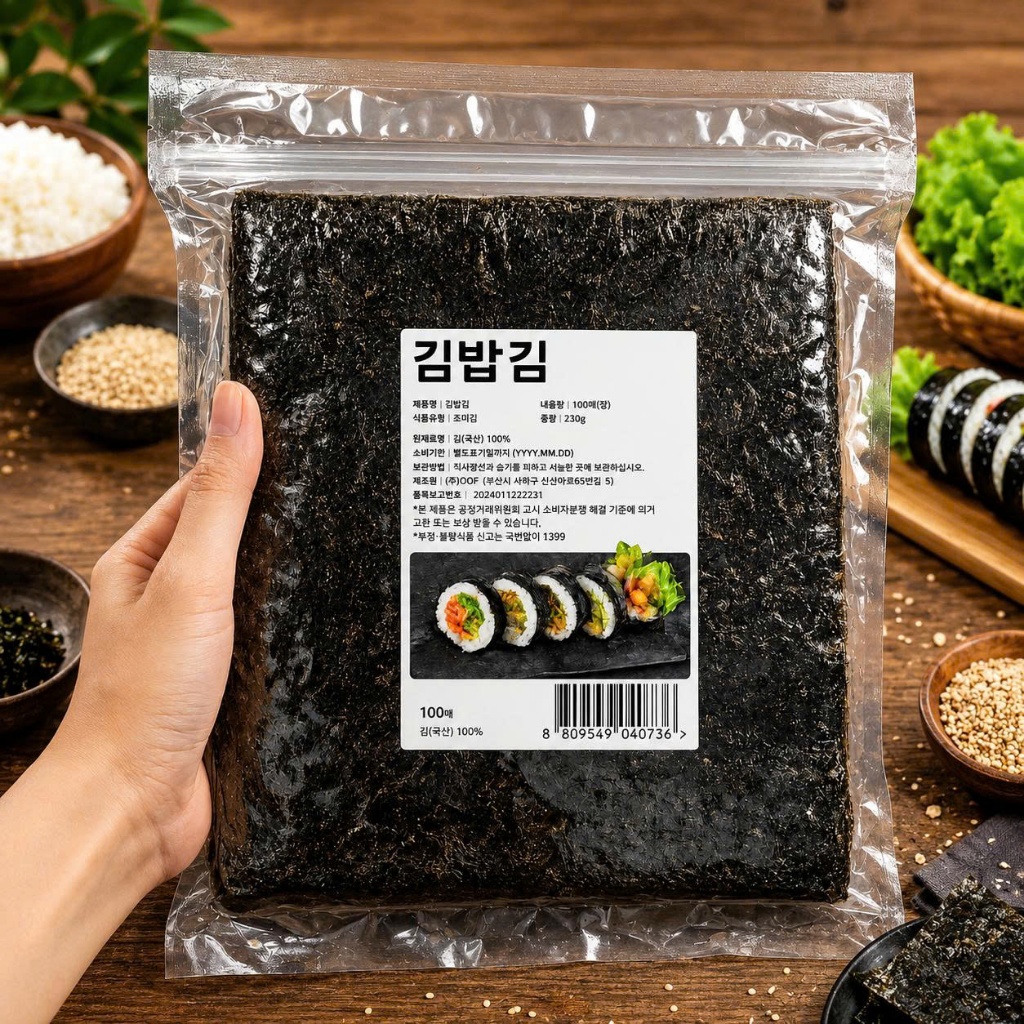 (Loại A) Rong biển sấy khô cuộn cơm (8936240070485) [100 lá/ 250g/ loại A]