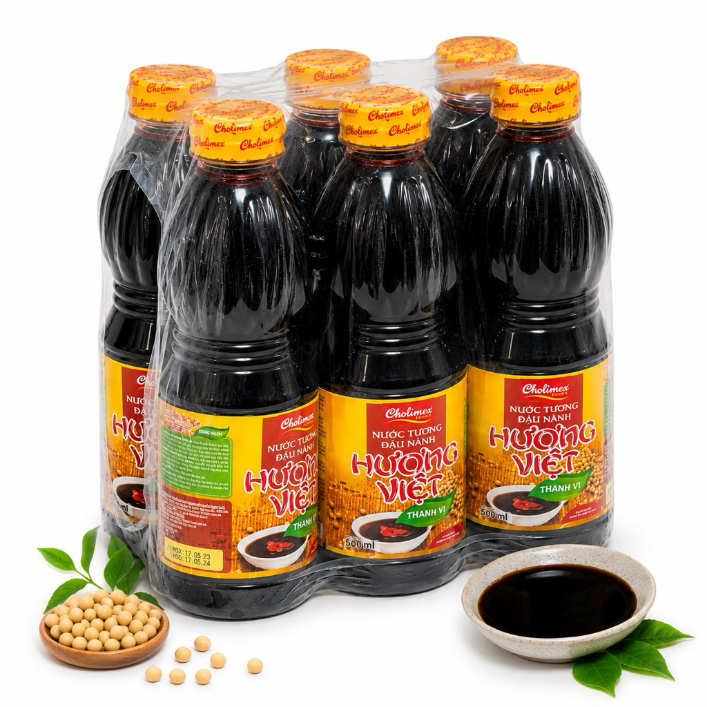 Lốc 06 chai Nước tương Hương Việt Thanh vị 500ml [Giá siêu ưu đãi]