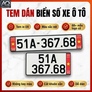Decal Dán Biển Số Xe Ô Tô In UV Cao Cấp - Tem Dán Biển Số Xe Ô Tô Logo Cờ Đẹp Chống Bay Màu
