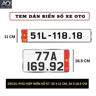 Decal Dán Biển Số Xe Ô Tô In UV Cao Cấp - Tem Dán Biển Số Xe Ô Tô Logo Cờ Đẹp Chống Bay Màu