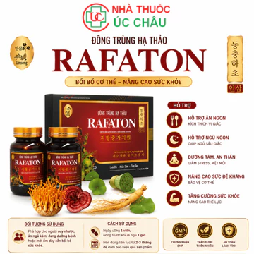 Viên Uống Đông Trùng Hạ Thảo Rafaton Bồi Bổ Cơ Thể, Tăng Sức Đề Kháng, Ngủ Ngon, Ăn Ngon H 60 viên