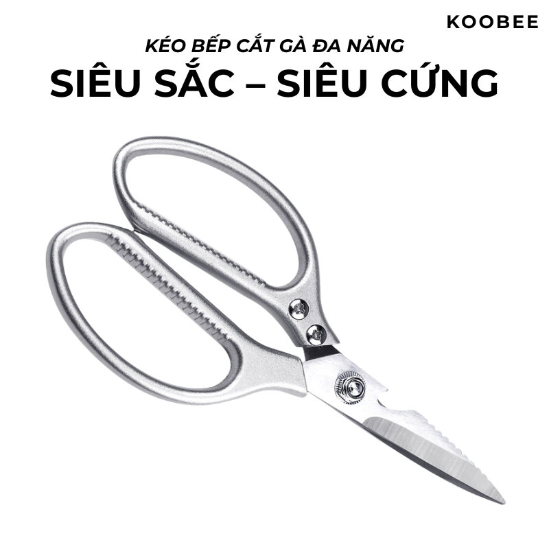 Kéo Cắt Gà Inox Cao Cấp KOOBEE – Kéo Nhà Bếp Đa Năng Siêu Sắc, Chống Gỉ, Cắt Thịt Xương Dễ Dàng (SC01)