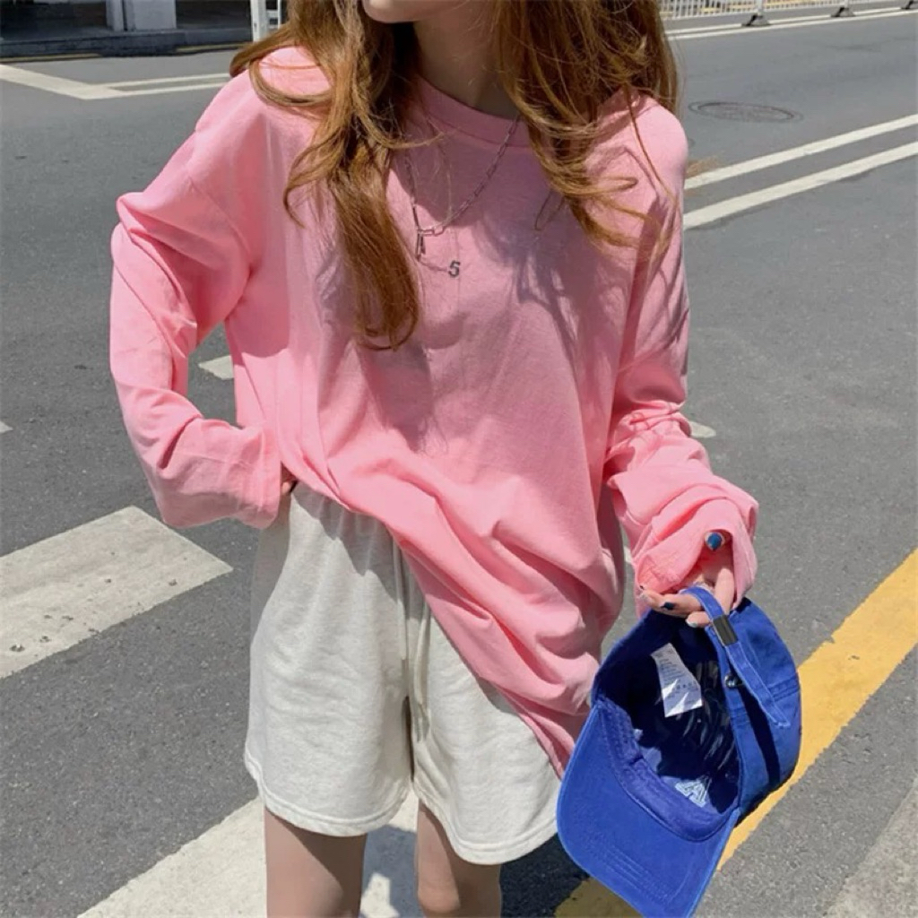 [The Spark] Áo Thun Tay Dài Basic Cotton Xước Mỏng Nhẹ Thoáng Mát Form Rộng Unisex Nam Nữ – Hè Thu Đông | BigBuy360 - bigbuy360.vn