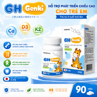 GH Genki - Viên Nhai Bổ Sung Canxi D3K2 Nhật Bản, Hỗ Trợ Phát Triển Chiều Cao Tối Ưu Cho Trẻ,90 Viên