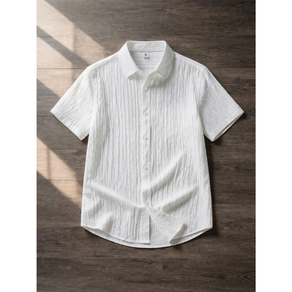 Áo Sơ Mi Ngắn Tay Chất Vải Đũi Gân Thiết Kế Mới - 7S Men Clothes Menswear ( Sơ Mi Gân )