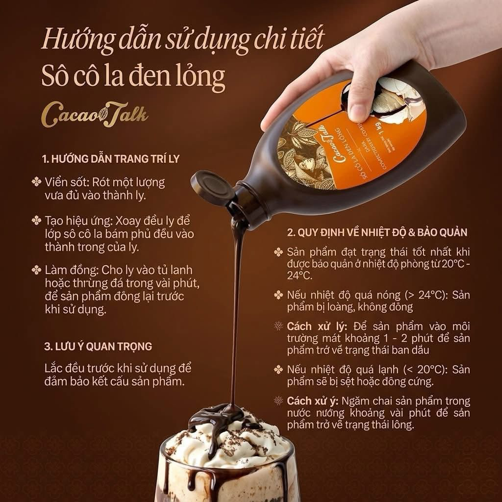 Sô Cô La Đen Lỏng, Vị Matcha, Vị Dâu, Vị Dưa lưới Cacao Talk 1kg Xin Đọc Rõ Nội Dung Sản Phẩm
