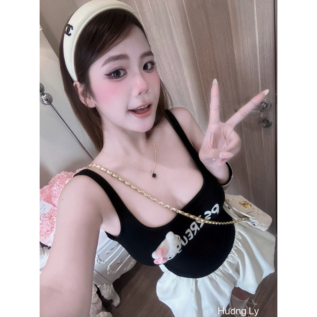Set áo ba lỗ tăm chất mỏng mát mix quần bí phồng