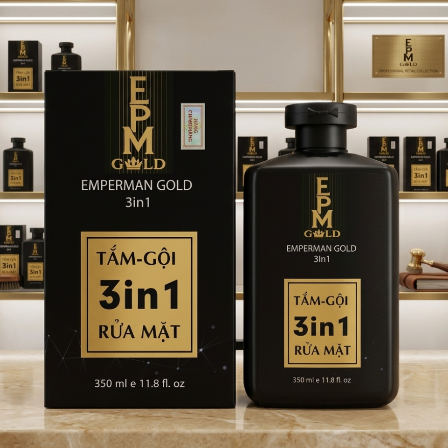 Sữa Tắm Gội Rửa Mặt 3in1 Emperman Gold Hương Nước Hoa Cao Cấp Ngừa Mụn Lưng Lưu Hương Cở Thể QuyếnRũ