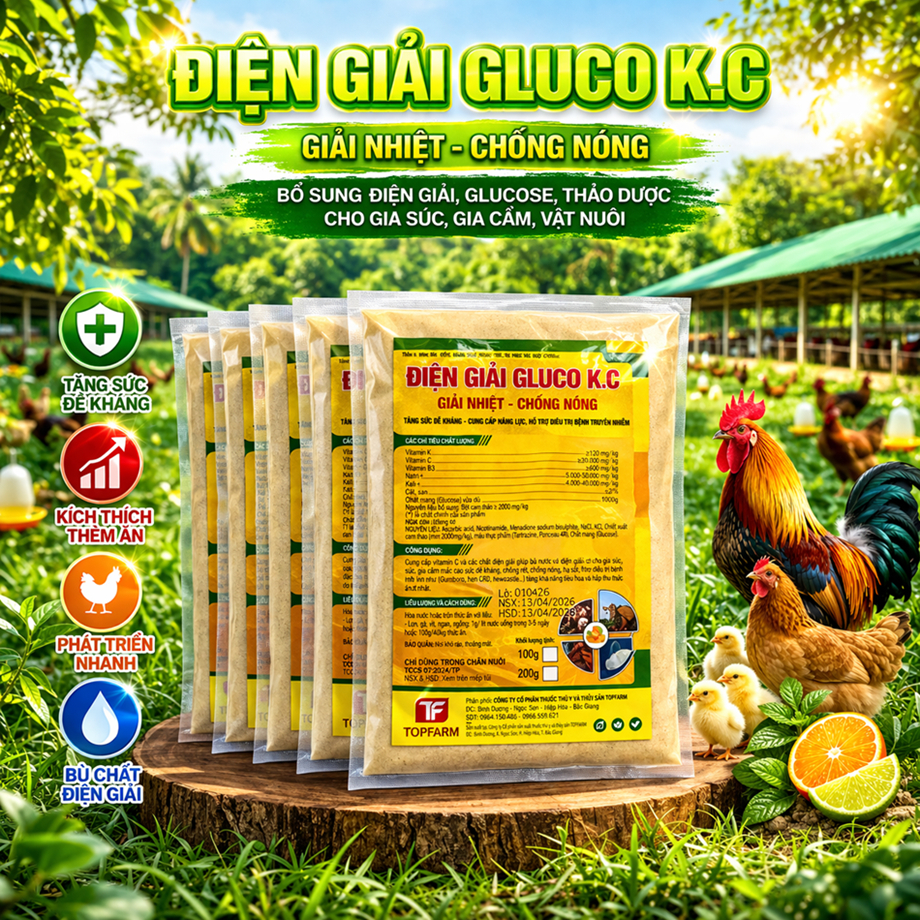 DG GLUCO K.C - Bổ Sung Năng Lượng, Giải Nhiệt, Chống Nắng Nóng Cho Vật Nuôi
