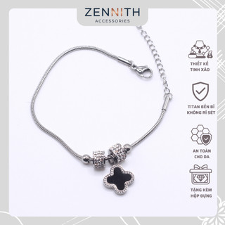 Lắc tay nữ Titan cao cấp Zenith cỏ 4 lá charm đính đá phong cách thanh lịch ZENNITH ACCESSORIES ZNLT23