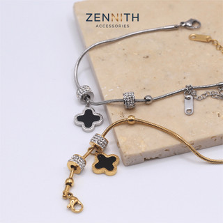Lắc tay nữ Titan cao cấp Zenith cỏ 4 lá charm đính đá phong cách thanh lịch ZENNITH ACCESSORIES ZNLT23
