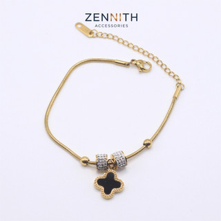 Lắc tay nữ Titan cao cấp Zenith cỏ 4 lá charm đính đá phong cách thanh lịch ZENNITH ACCESSORIES ZNLT23