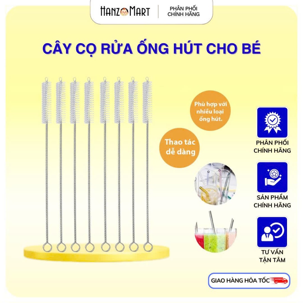 Que cọ rửa vệ sinh ống hút bằng thép không gỉ, uốn cong dễ dàng