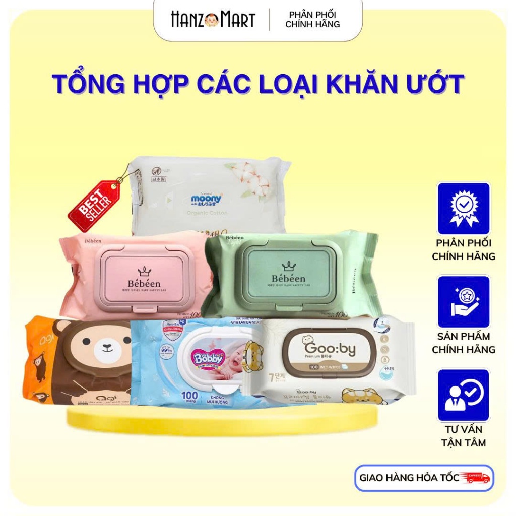 Khăn ướt cho bé các loại gooby gumi hanzomart