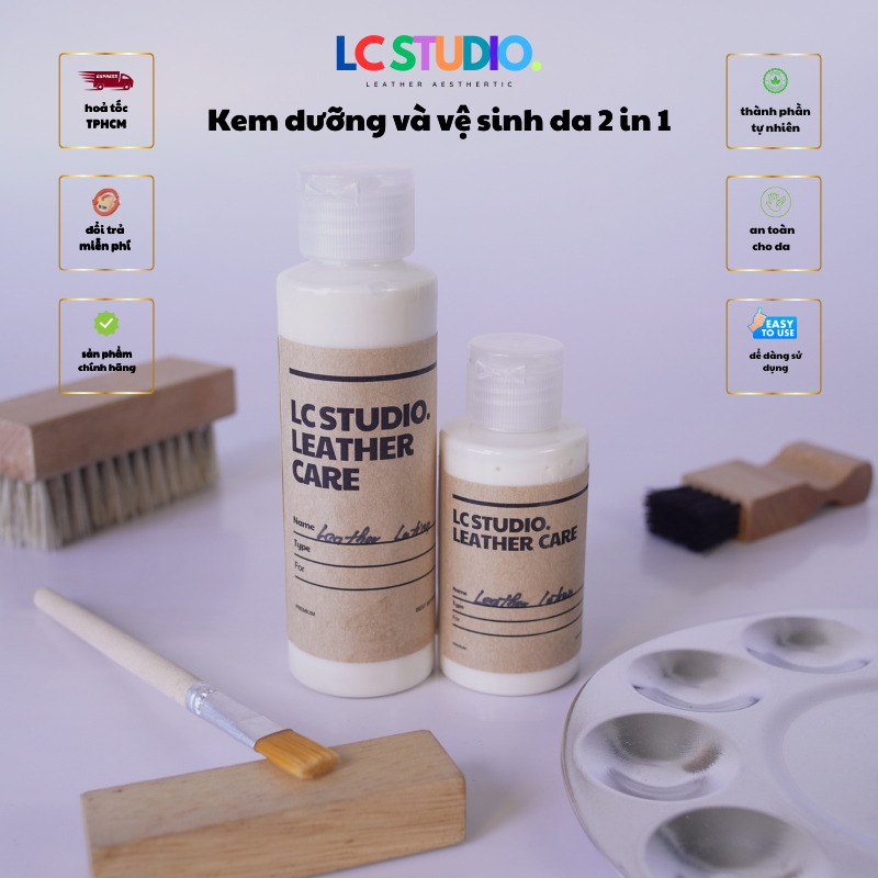 Leather Lotion Dưỡng Bóng Và Làm Sạch Dành Cho Đồ Da,Sofa, Nội Thất Ô Tô, Giày Dép, Túi Xách LC Studio