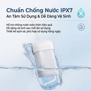 Máy Tăm Nước Xiaomi Mini Cầm Tay IPX7 3 Chế Độ Pin 1100mAh Kèm 4 Đầu Tăm