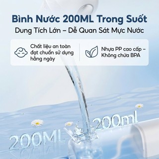 Máy Tăm Nước Xiaomi Mini Cầm Tay IPX7 3 Chế Độ Pin 1100mAh Kèm 4 Đầu Tăm