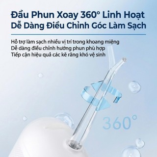 Máy Tăm Nước Xiaomi Mini Cầm Tay IPX7 3 Chế Độ Pin 1100mAh Kèm 4 Đầu Tăm