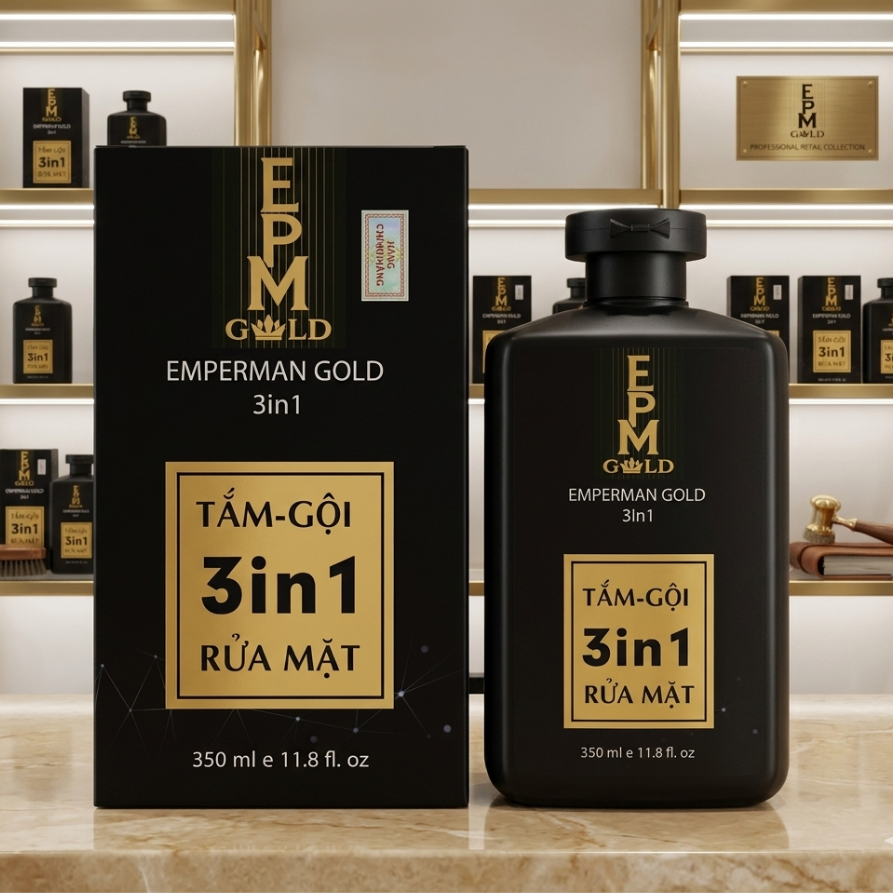 Sữa Tắm Gội Rửa Mặt 3in1 Cho Nam Emperman Gold 350ml - Ngừa Mụn Lưng, Hương Nước Hoa