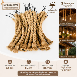 Dây Thừng Bọc Dây Đui Lắp Bóng Đèn Treo Trang Trí Decor Nhà Cửa Hoặc Quán Cafe Nhà Hàng Vintage