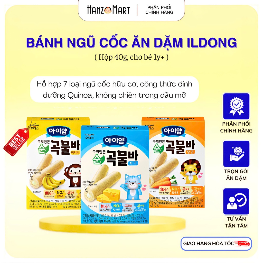 Bánh ăn dặm ngũ cốc ăn dặm ildong Hàn Quốc