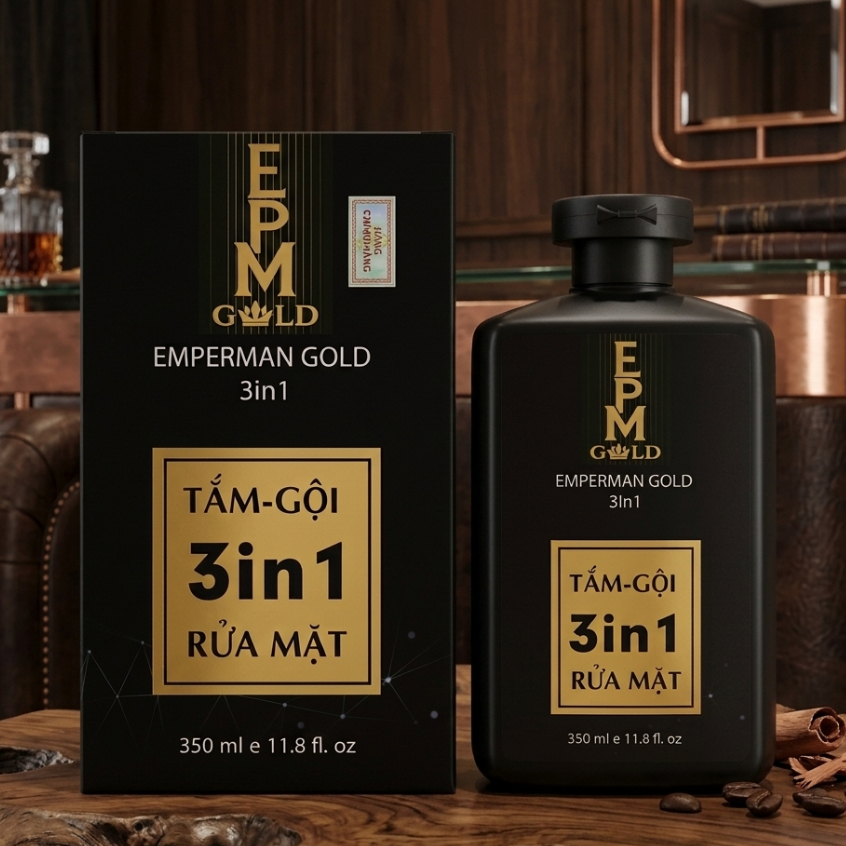 Sữa Tắm Gội Rửa Mặt 3in1 Cho Nam Emperman Gold 350ml - Ngừa Mụn Lưng, Hương Nước Hoa