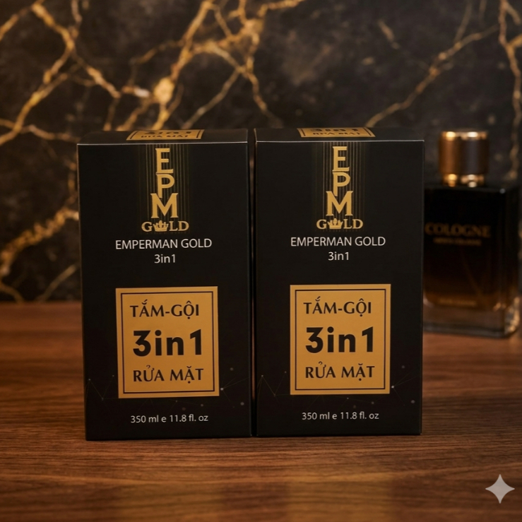 Sữa Tắm Gội Rửa Mặt 3in1 Cho Nam Emperman Gold 350ml - Ngừa Mụn Lưng, Hương Nước Hoa