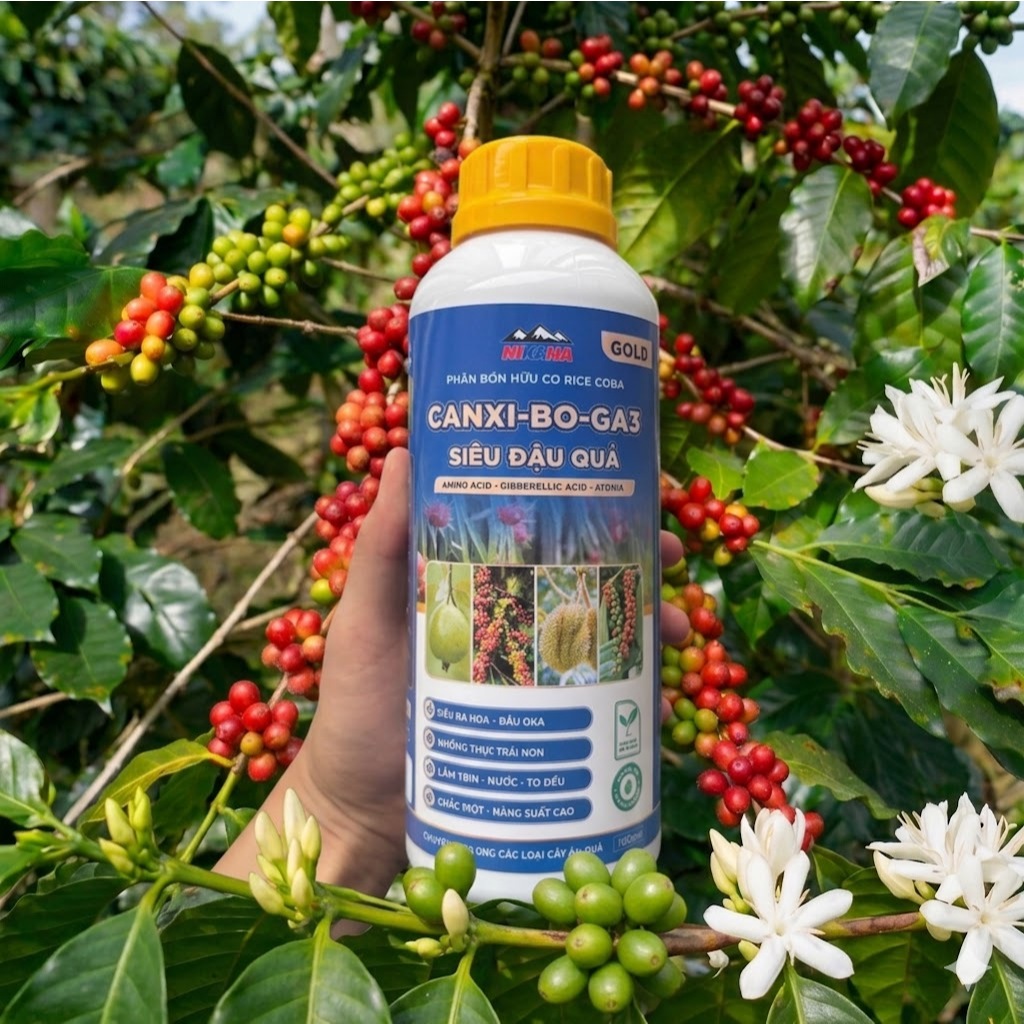 NIKAHA - Phân bón hữu cơ Canxi - Bo - Ga3, Siêu Đậu Trái, Tăng Thụ Phấn, To quả, Đẹp Màu - 1000ml