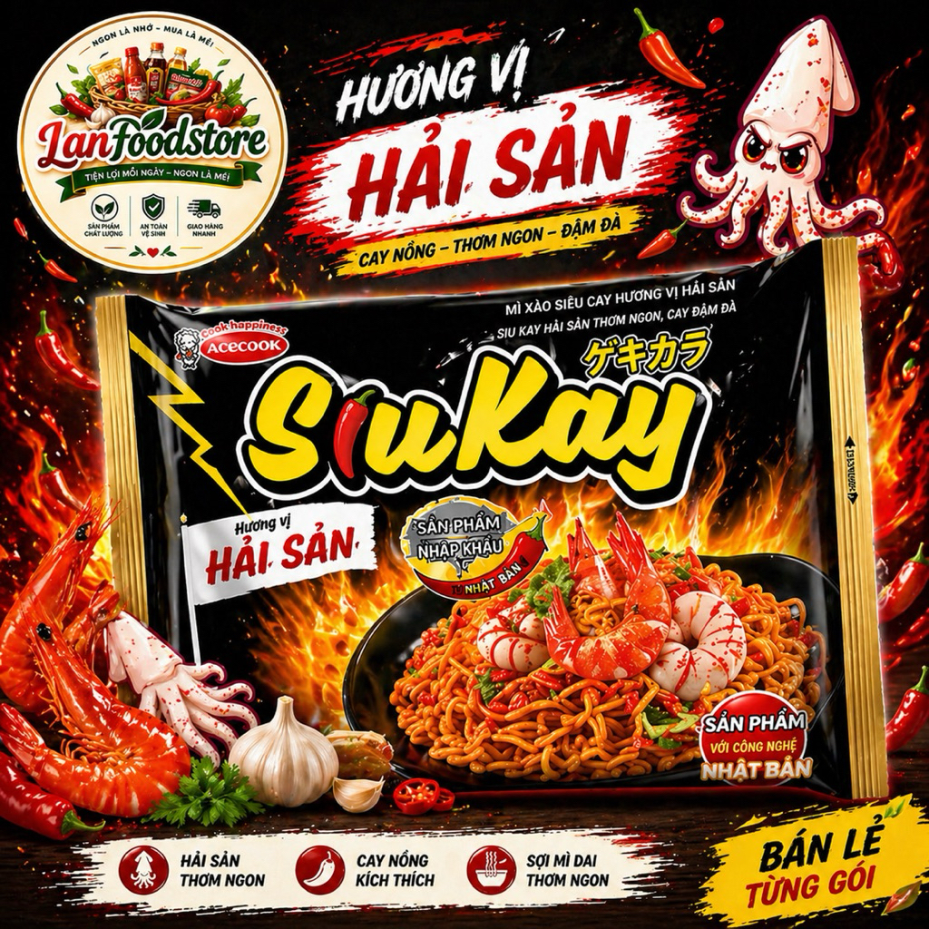 (Thùng 24 Gói)Mì SiuKay Đủ Vị – Cay Ngon Bùng Vị