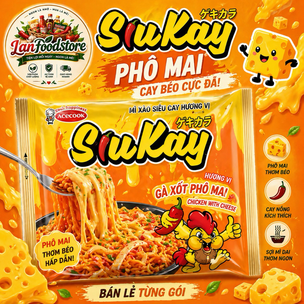 (Thùng 24 Gói)Mì SiuKay Đủ Vị – Cay Ngon Bùng Vị