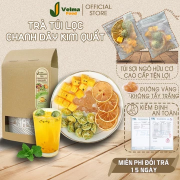 Trà chanh dây kim quất Velmafood, Trà thảo mộc detox tự nhiên dạng túi lọc siêu tiện lợi, kiểm định an toàn