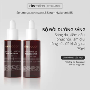 Combo Phục Hồi Dưỡng Sáng Da Ekseption, Hyaluronic Niacin 75ml Và Hyaluronic B5 75ml