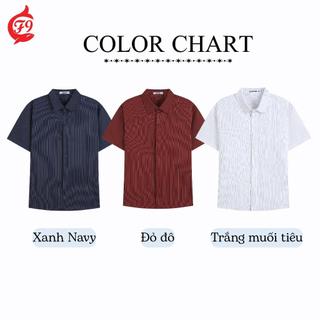 Áo Sơ Mi Nam Nữ FOXNINE Ngắn Tay Giấu Cúc Họa Tiết Kẻ Sọc Vải Cotton Hàn Quốc Form Regular