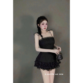 SET ÁO 2S PHỐI LƯỚI MIX CHÂN VÁY TẦNG REN HOT HIT
