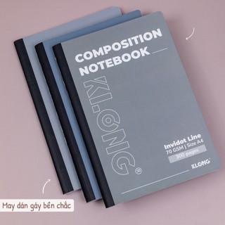 KLONG - Tập Vở Sổ  A4 Kẻ Ngang May Dán Gáy 300 Trang - 400 Trang ♥ Composition Notebook InviDot Line 70/92 MS: 215 - 216