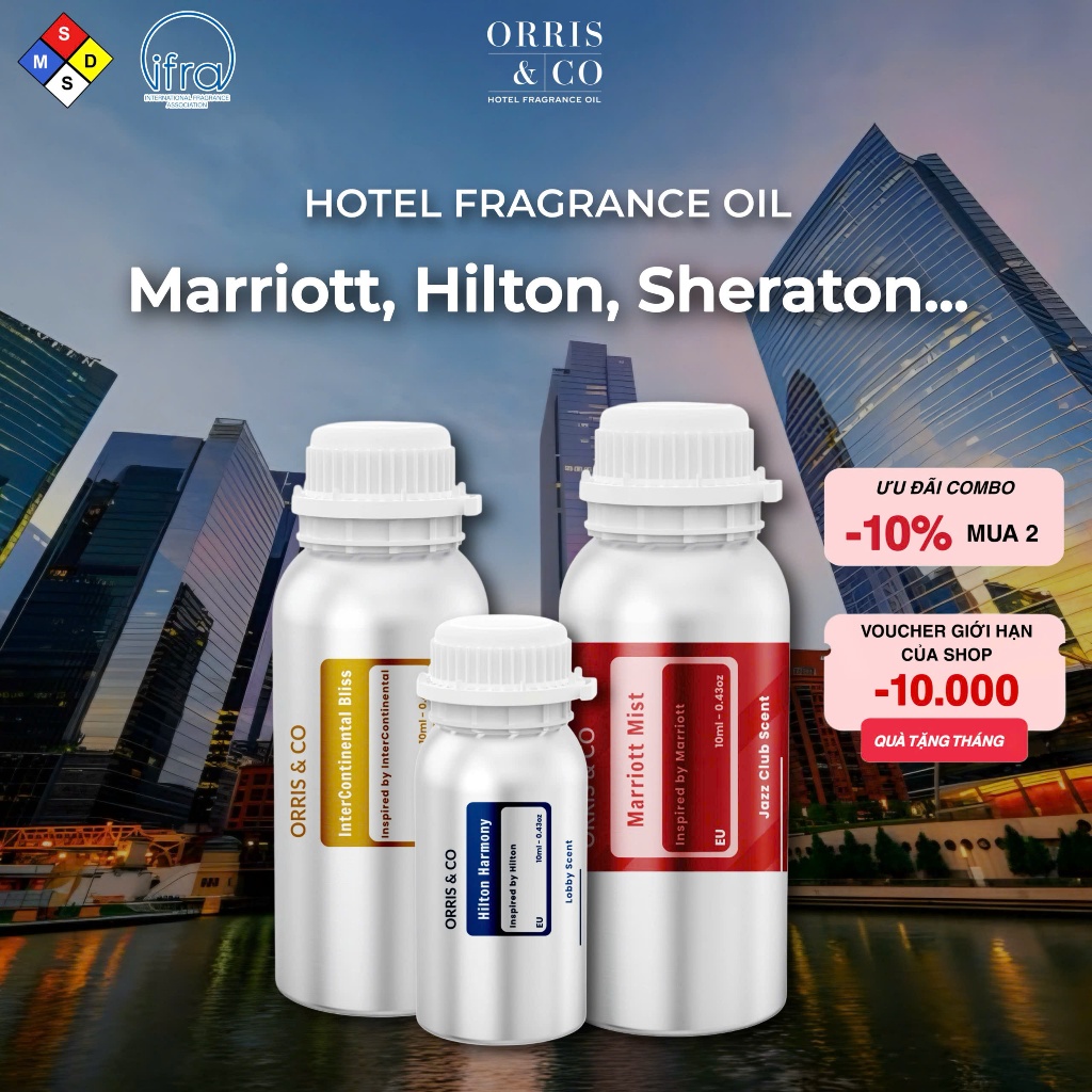 [Chiết] Tinh Dầu Khách Sạn 5 sao - Khách Sạn Marriott, Hilton , Sheraton 10ml - Cho Không Gian Hiện Đại
