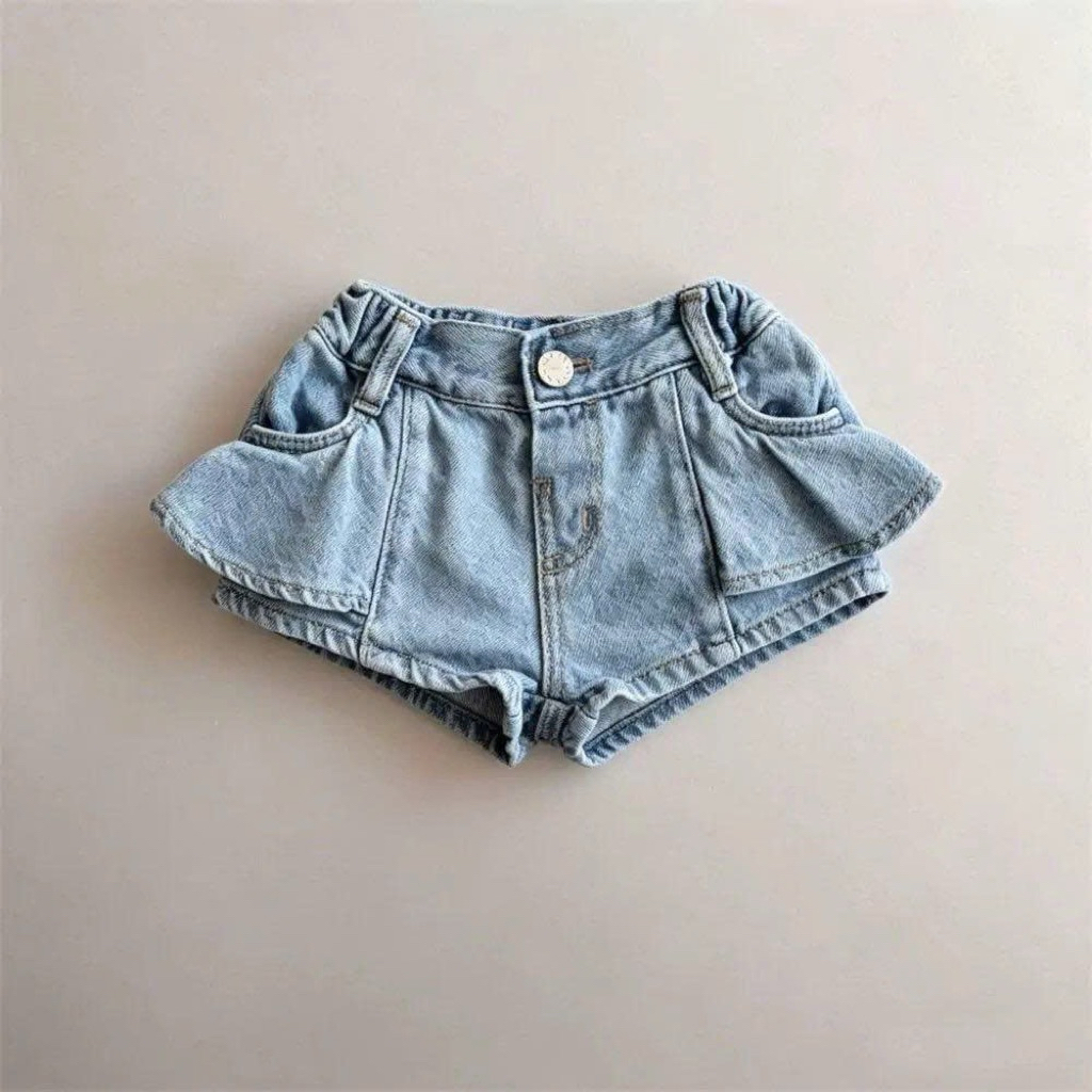 (Order) Quần jean soooc mềm đứng form dáng xoè váy phong cách Hàn Quốc dành cho bé gái 10-25kg