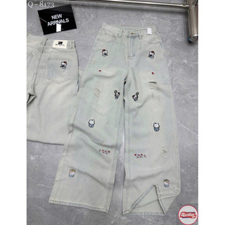 QCL1 Tổng hợp quần jeans suông kitty siêu hot, siêu xinh(có bán áo ba lỗ kitty)