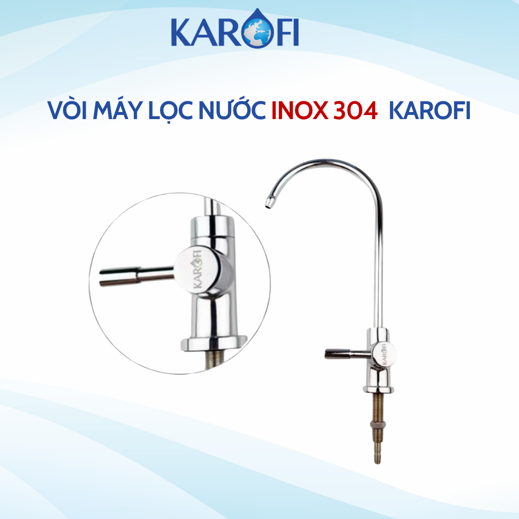 Vòi Lấy Nước, Vòi Karofi Inox 304, Vòi Cổ Ngỗng Cắm Nhanh Đầy Đủ Phụ Kiện - Hàng Chính Hãng Karofi