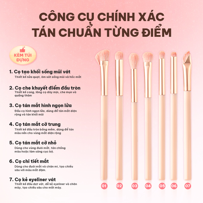 MINISO Bộ Cọ Trang Điểm 14 Cây Cao Cấp Kèm Túi Đựng, Trang Điểm Toàn Diện Cho Mặt Và Mắt