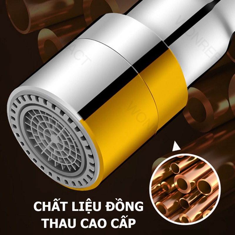 Vòi Nối Dài Bồn Rửa Chén Xoay Đa Năng - Đầu Nối Đồng Thau Siêu Bền Chống Rò Rỉ Phù Hợp Mọi Loại Vòi Ren 21 DN15