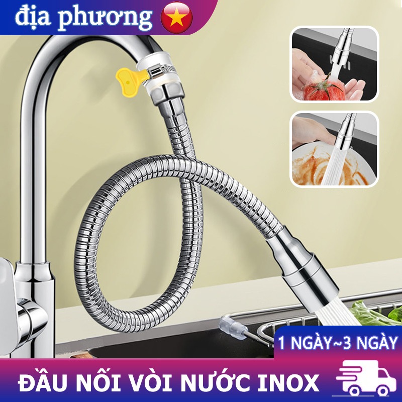 Vòi Nối Dài Bồn Rửa Chén Xoay Đa Năng - Đầu Nối Đồng Thau Siêu Bền Chống Rò Rỉ Phù Hợp Mọi Loại Vòi Ren 21 DN15