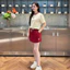 Set chân váy nữ GUNO cổ tròn phối màu thời trang vải cotton thơm mát 26VG48