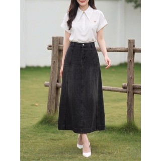 Chân Váy 𝐂𝐂𝐇𝐀𝐓 Dáng Xòe Mia Chất Liệu Jean Denim Cao Cấp 16CDJ2053XT