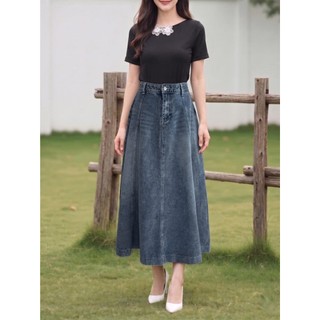 Chân Váy 𝐂𝐂𝐇𝐀𝐓 Dáng Xòe Mia Chất Liệu Jean Denim Cao Cấp 16CDJ2053XT