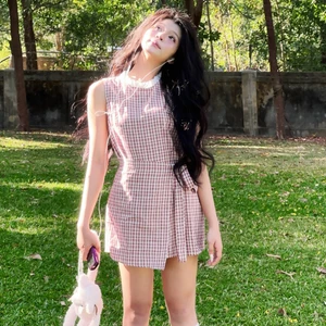 Đầm ngắn tay LENA kẻ caro kèm quần bảo hộ DA265